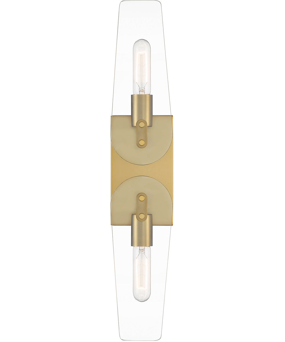 Bergen Beach 2 Light Wall Sconce Brushed Gold