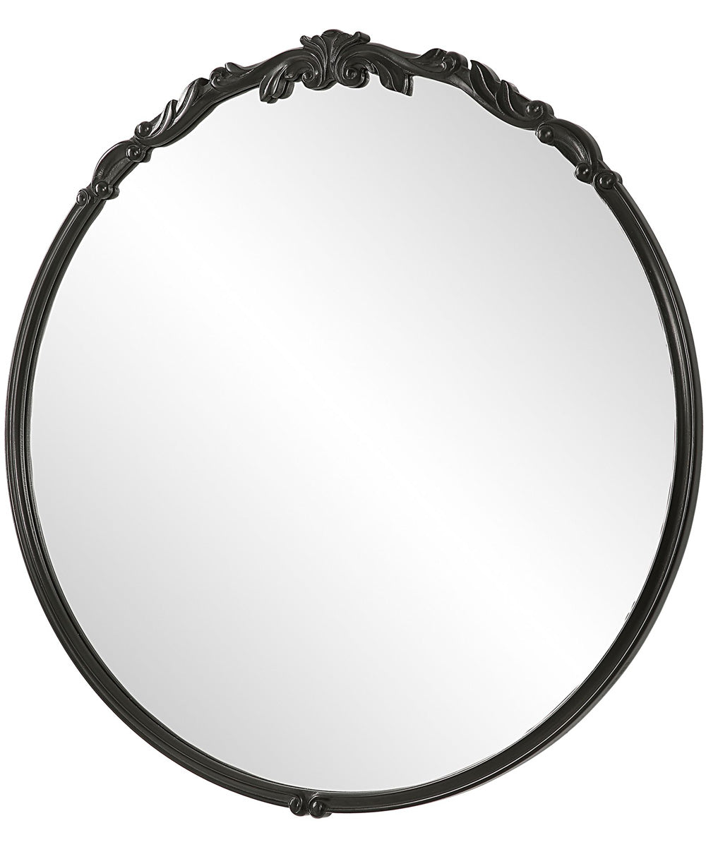 30x31" Wall Mirror Satin Black with Light Gray Glaze