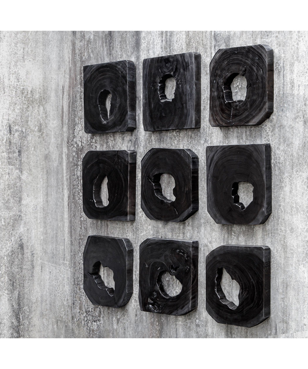 Bahati Ebony Wood Wall Art, Set of 9