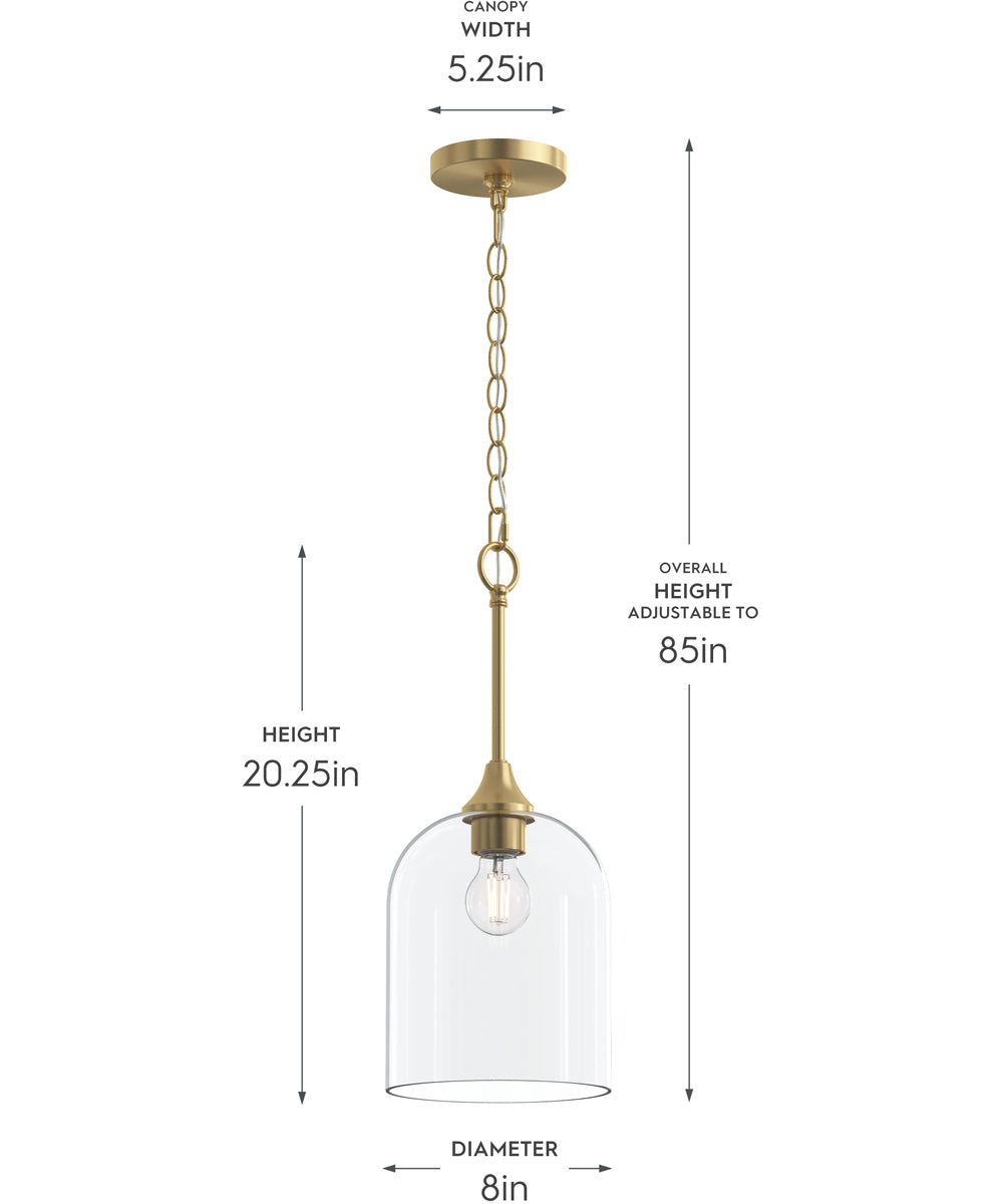Ilia 1-Light Pendant with Clear Glass Shade Brushed Gold
