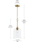 Ilia 1-Light Pendant with Clear Glass Shade Brushed Gold