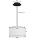 2 Light Pendant 18"w White Linen Shade with Diffuser, Black Cord