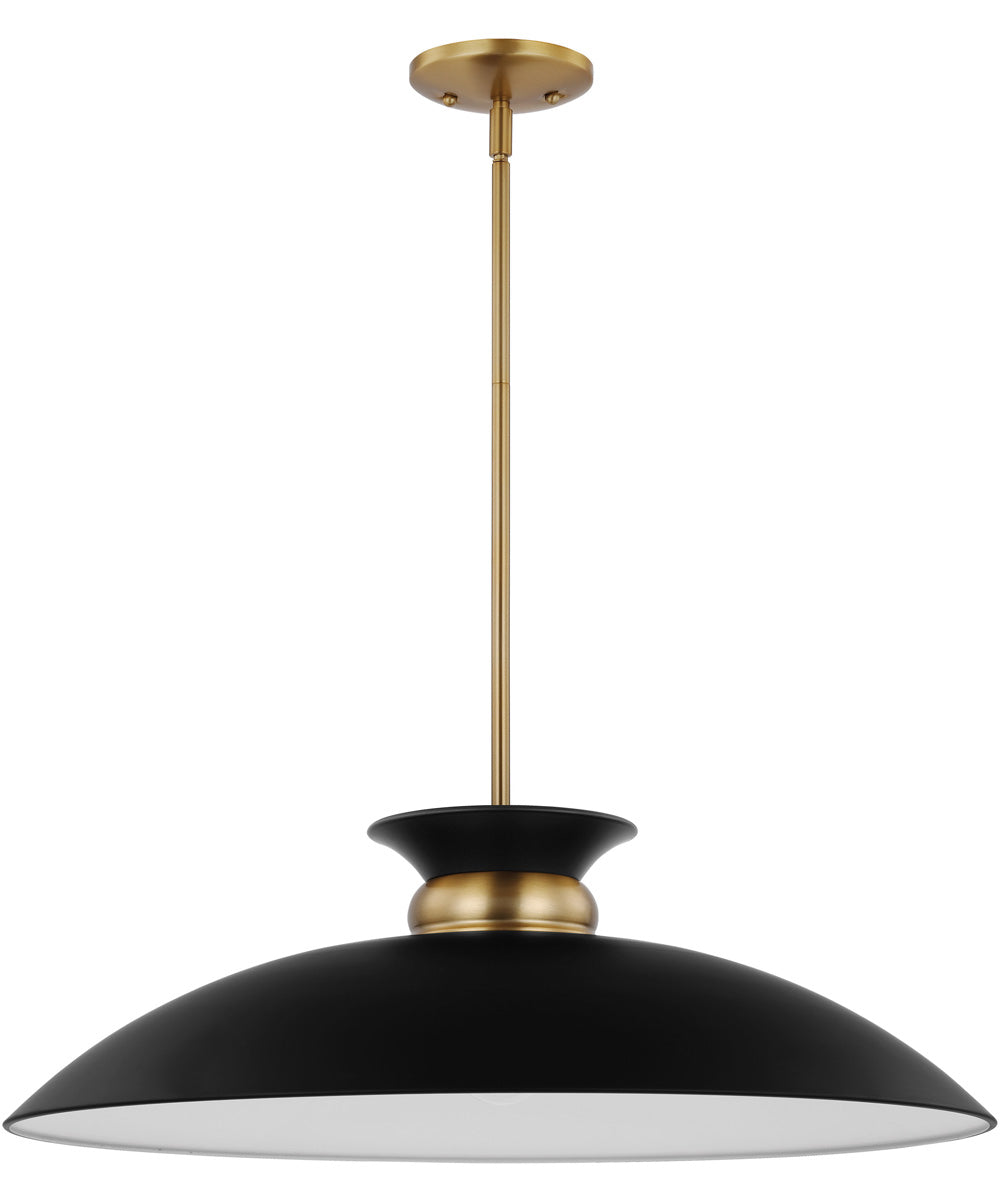 Perkins 1-Light Pendant Matte Black / Burnished Brass