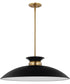 Perkins 1-Light Pendant Matte Black / Burnished Brass