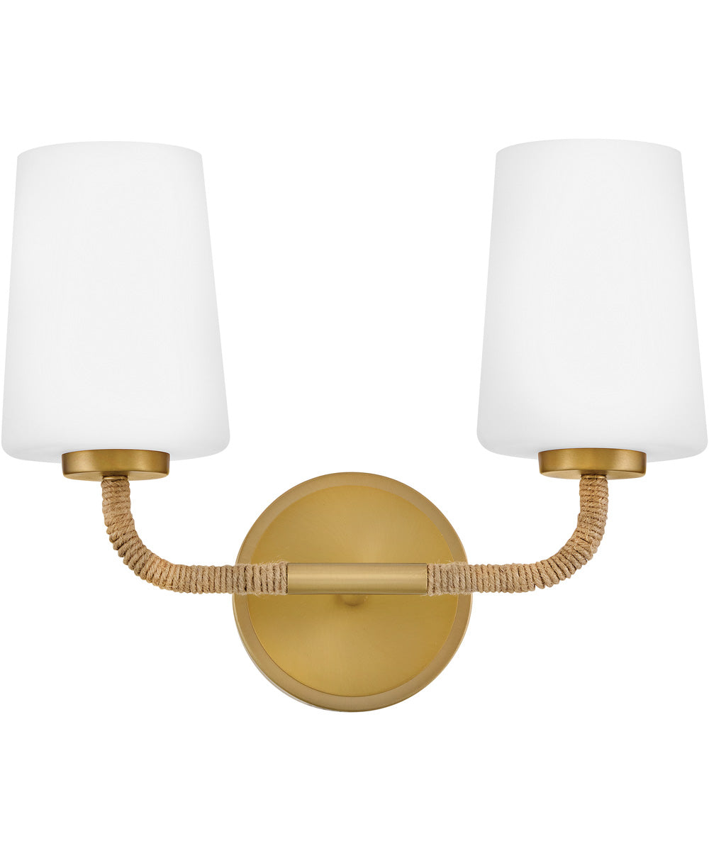 Kline 2-Light Small Two Light Vanity in Lacquered Brass