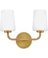 Kline 2-Light Small Two Light Vanity in Lacquered Brass