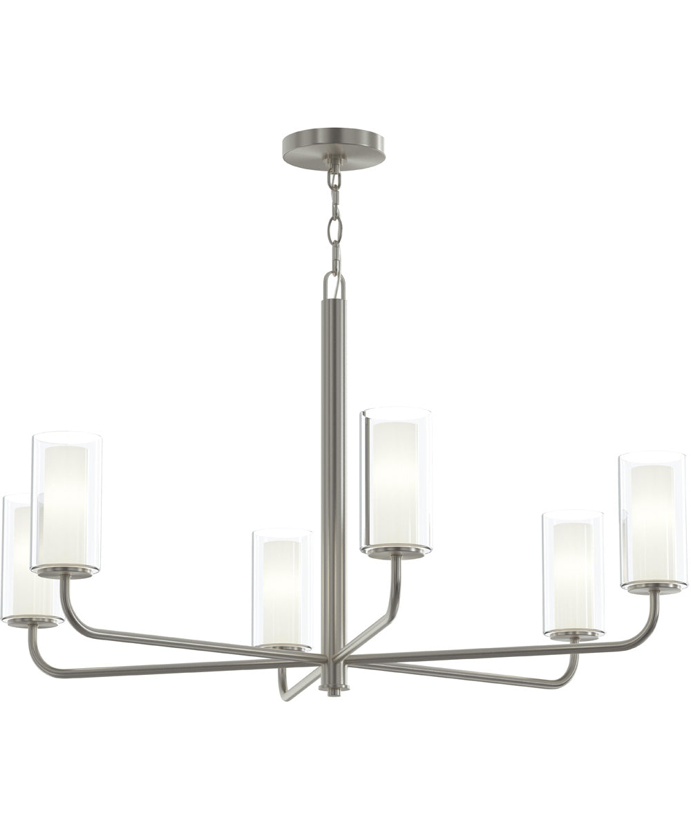 Mack 6-Light Chandelier with Layered Glass Shades Brushed Nickel