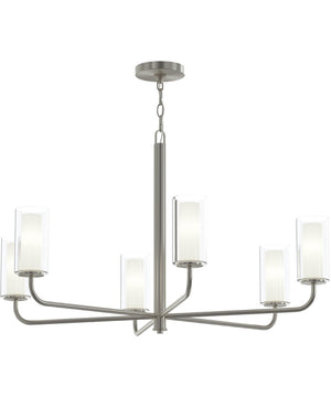 Mack 6-Light Chandelier with Layered Glass Shades Brushed Nickel
