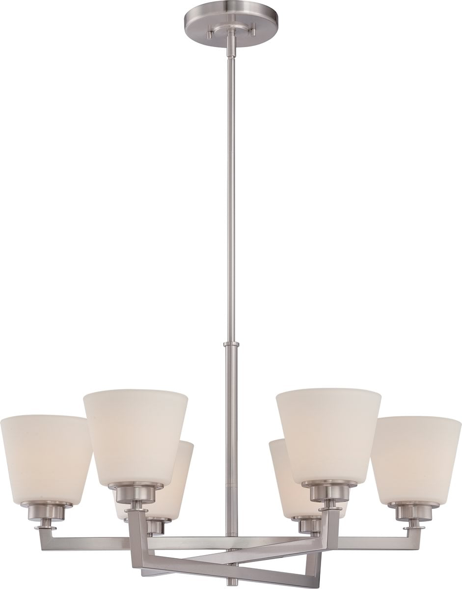28"W Mobili 6-Light Chandelier Brushed Nickel
