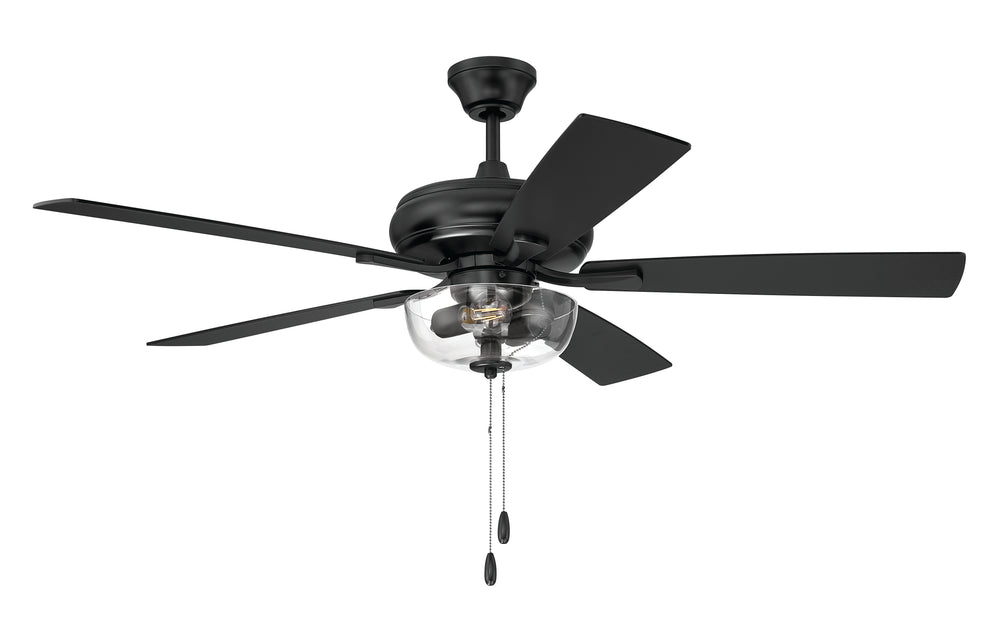 EOS 2 Light Clear Bowl 52" Ceiling Fan 2-Light Fan Flat Black