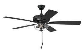 EOS 2 Light Clear Bowl 52" Ceiling Fan 2-Light Fan Flat Black