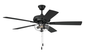 EOS 2 Light Clear Bowl 52" Ceiling Fan 2-Light Fan Flat Black