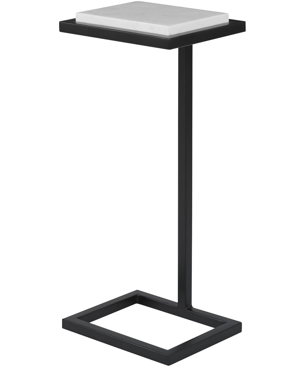 Martini Table in Satin Black with White Polished Marble