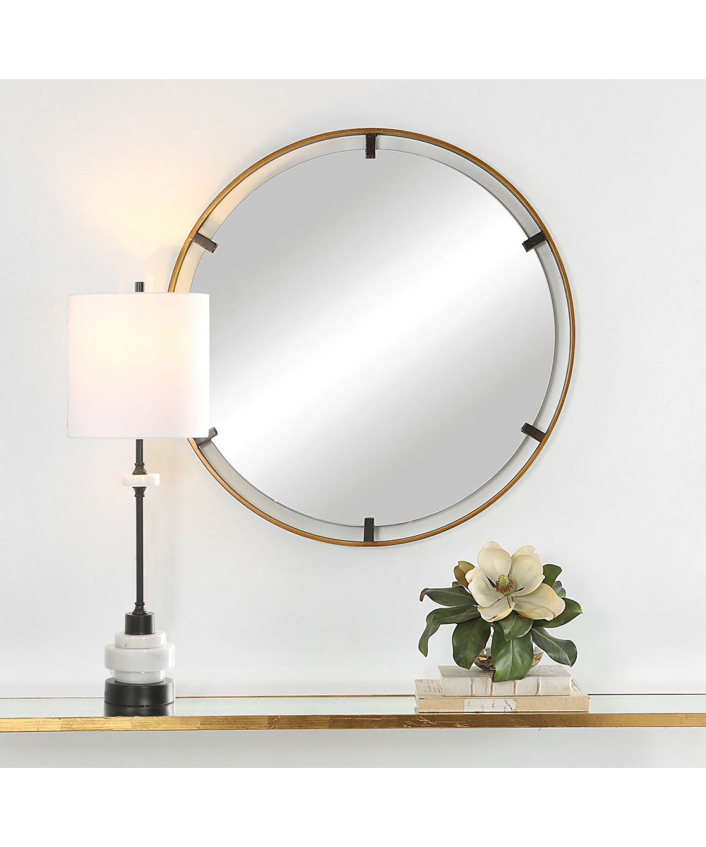 32x32" Wall Mirror with Gold Frame on Dark Bronze Clips