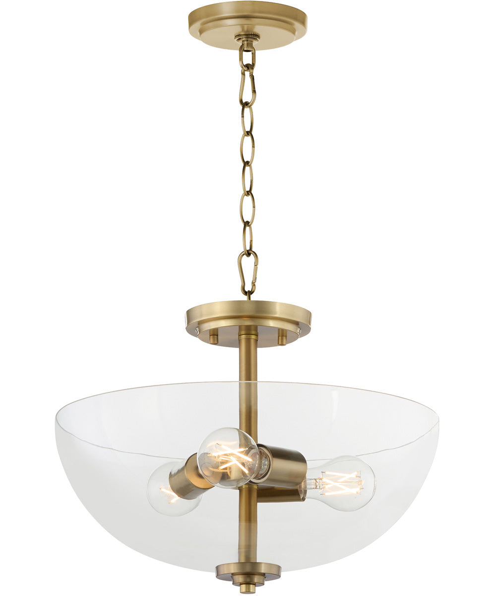 Adams 3-light Dual Mount Light Fixture Aged Brass