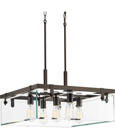 Glayse 5-Light Clear Glass Luxe Pendant Light Antique Bronze