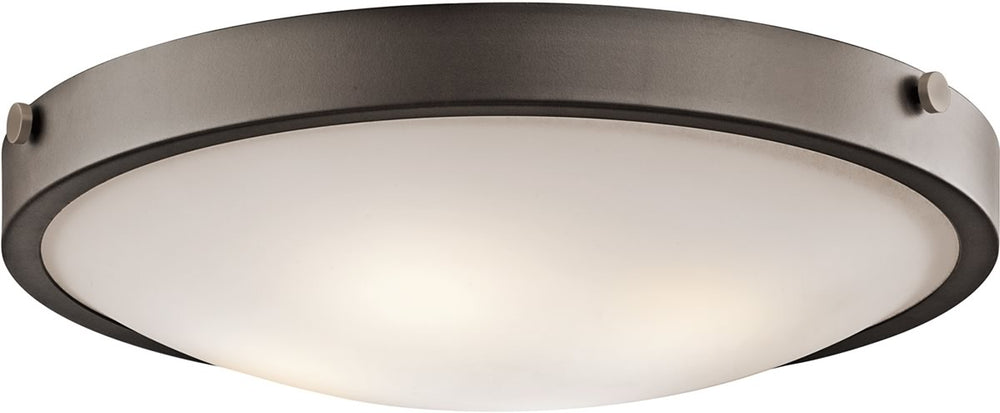 21"w Lytham 4-Light Flush Mount Olde Bronze Finish with Satin Etched White Glass Shade