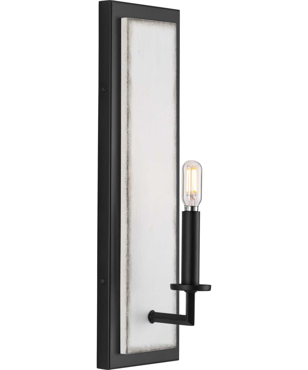 Galloway 1-Light 18" Modern Farmhouse Wall Bracket with Distressed White Accents Matte Black
