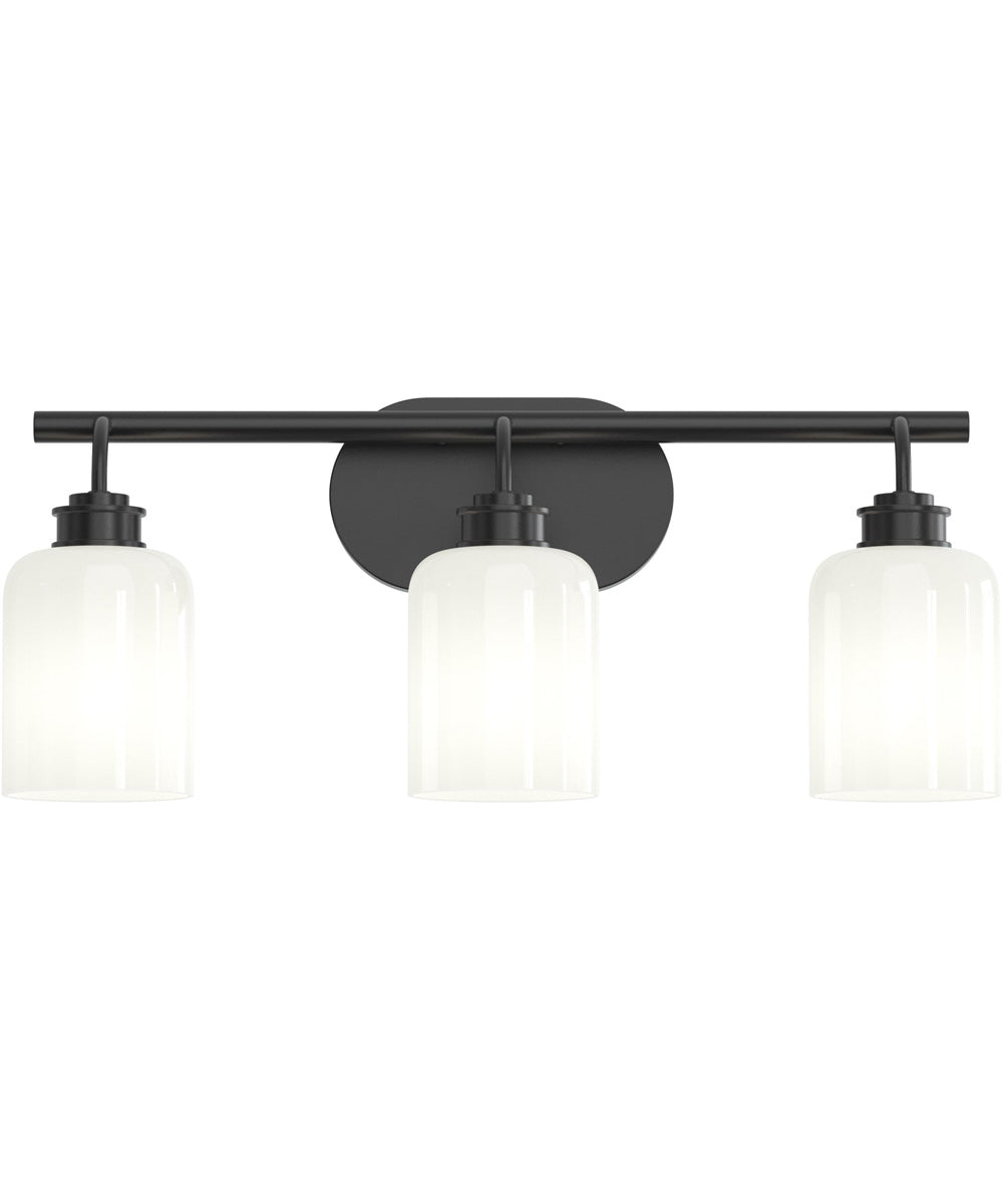 Reines 3-Light Bath Vanity with Opal Glass Shades Matte Black