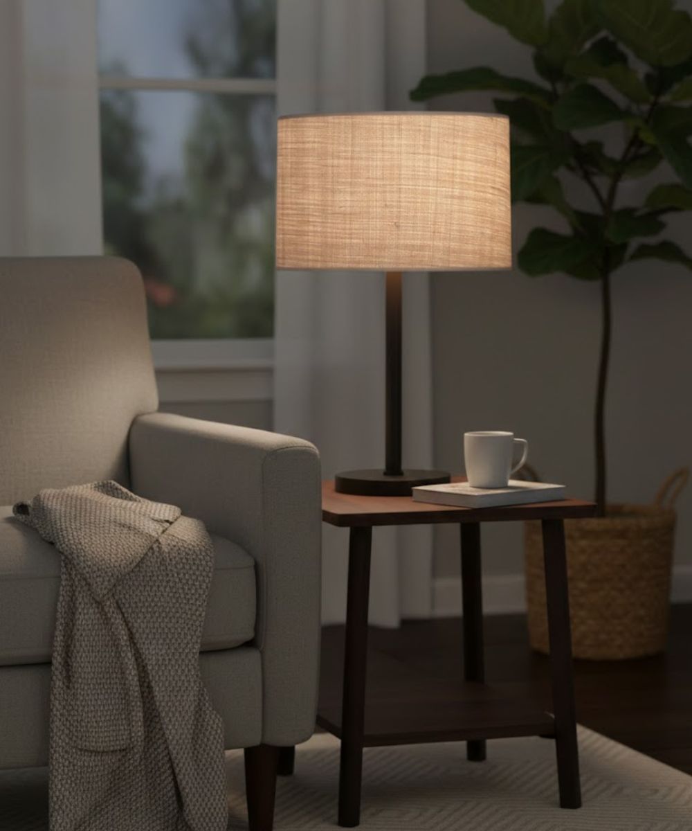 15x15x10 Natural Raffia Drum Hardback Lampshade