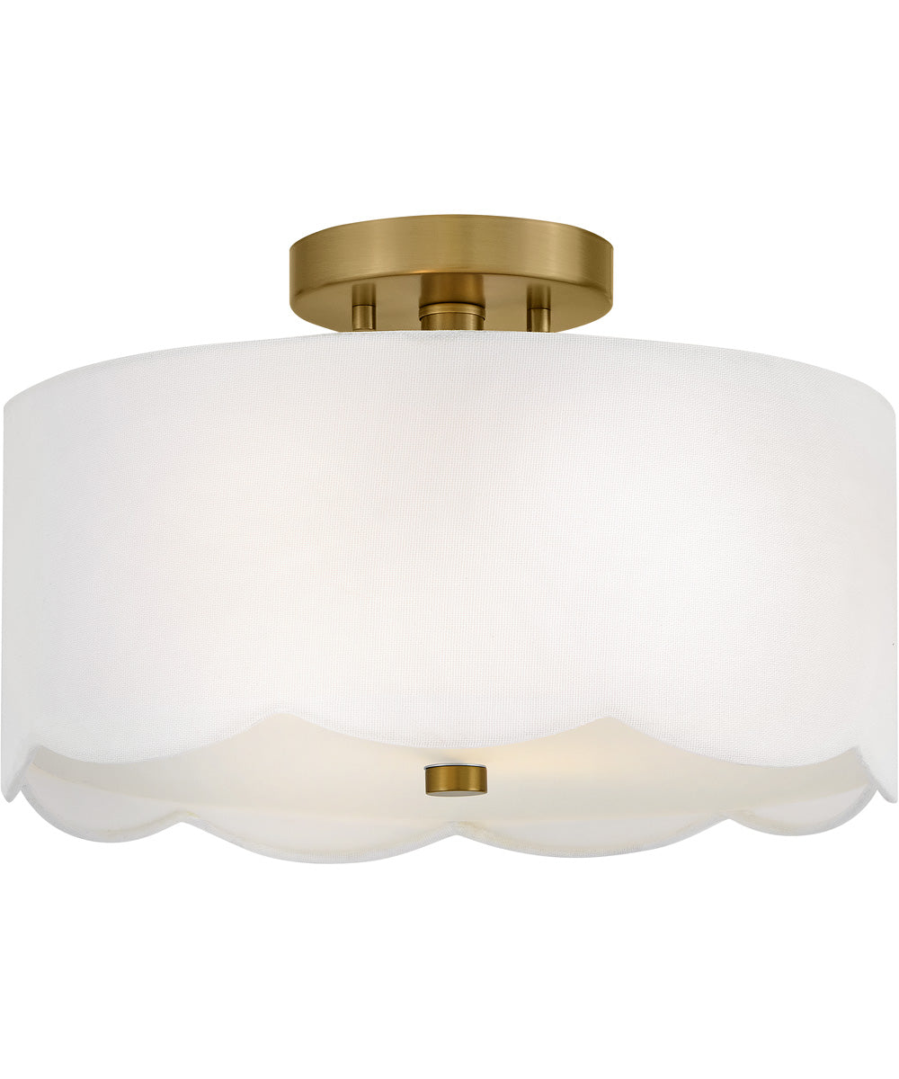 Bliss 2-Light Medium Semi-Flush Mount in Lacquered Brass