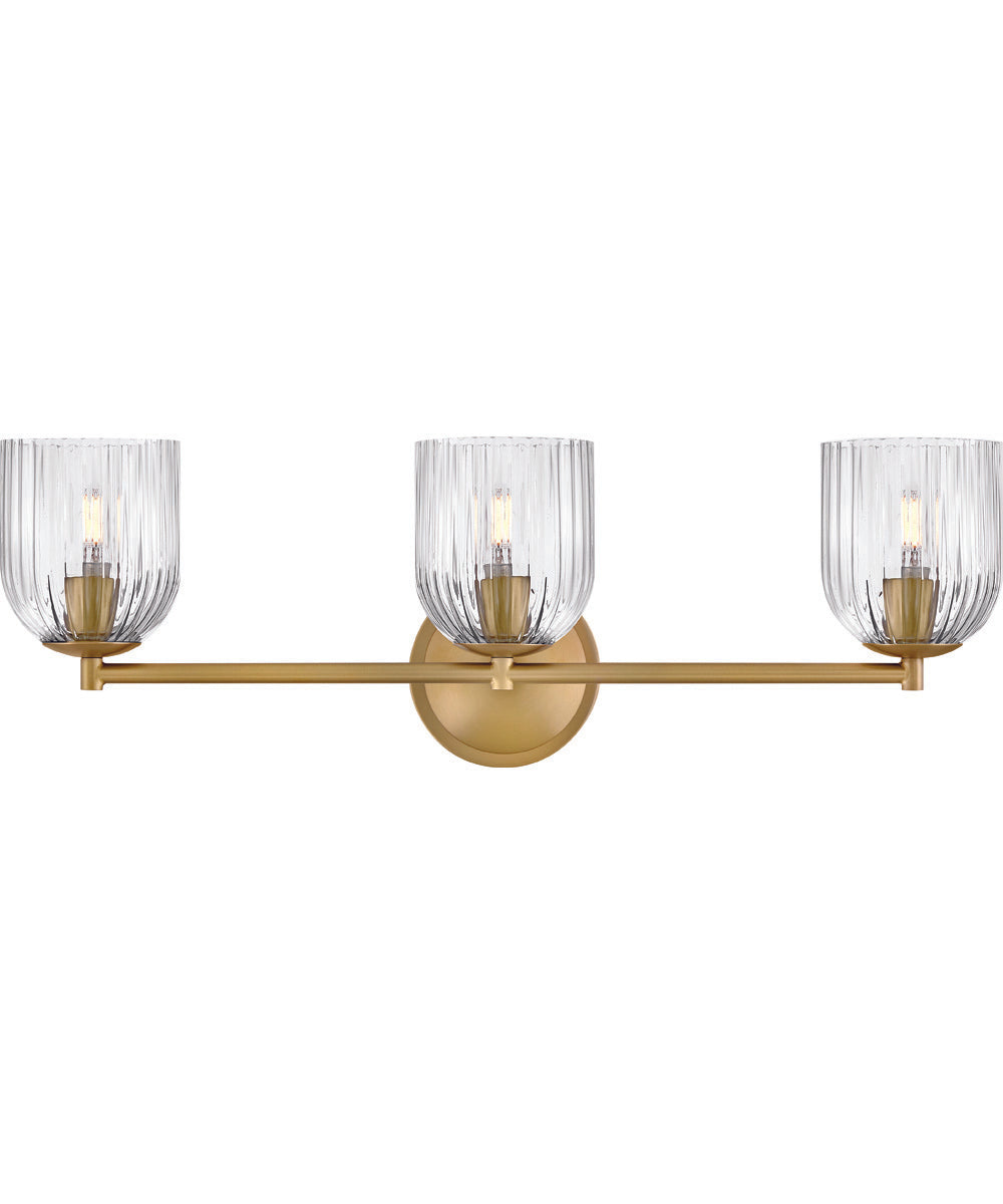 Ava 3-Light Medium Three Light Vanity in Lacquered Brass