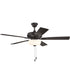 EOS 2 Light Frosted White Bowl 52" Ceiling Fan 2-Light Fan Flat Black