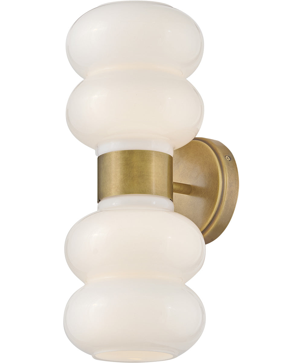 Nadia 2-Light Medium Two Light Sconce in Lacquered Brass