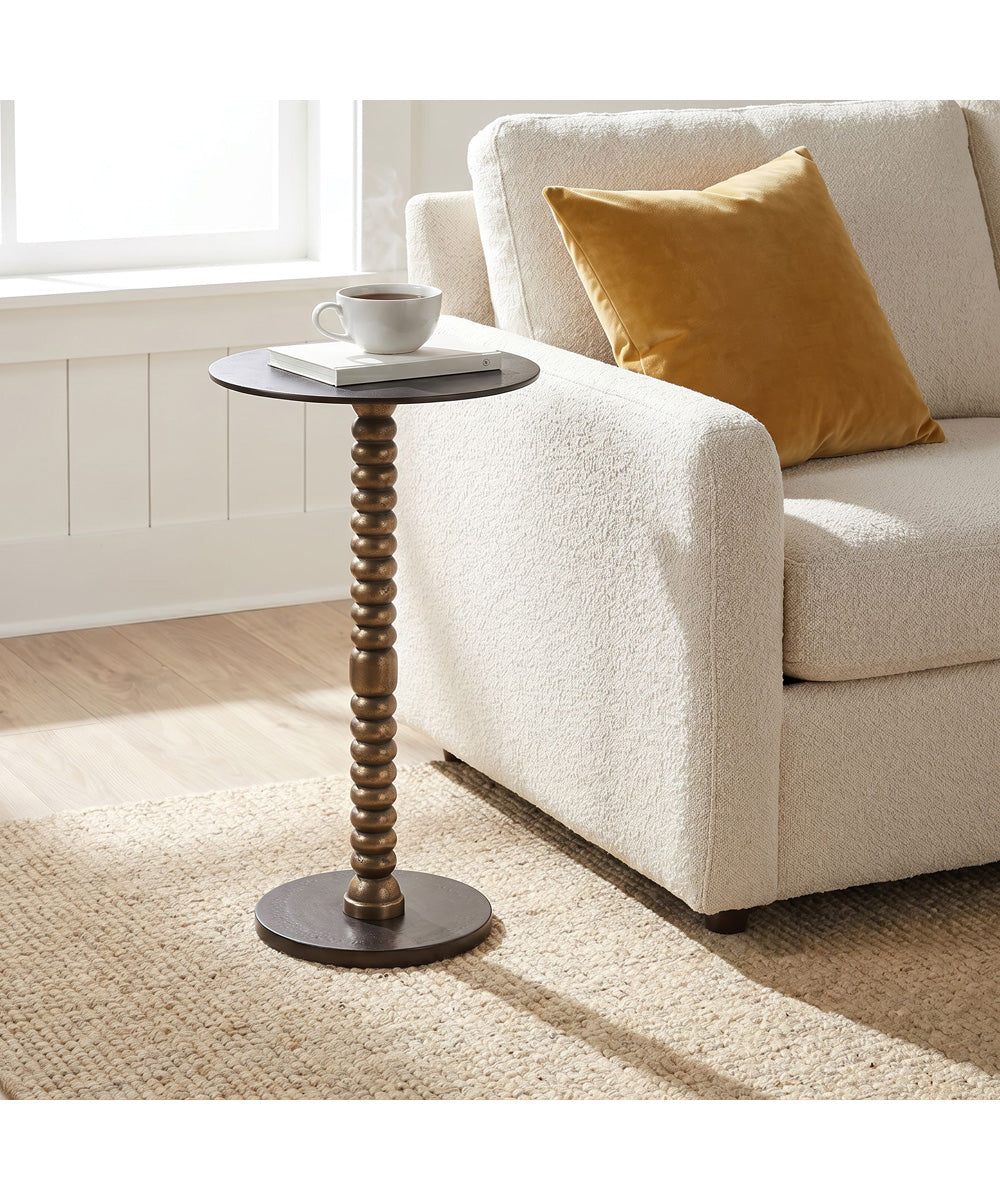 Accent Table with Stacked Pedestal in Dark Bronze and Antique Brass