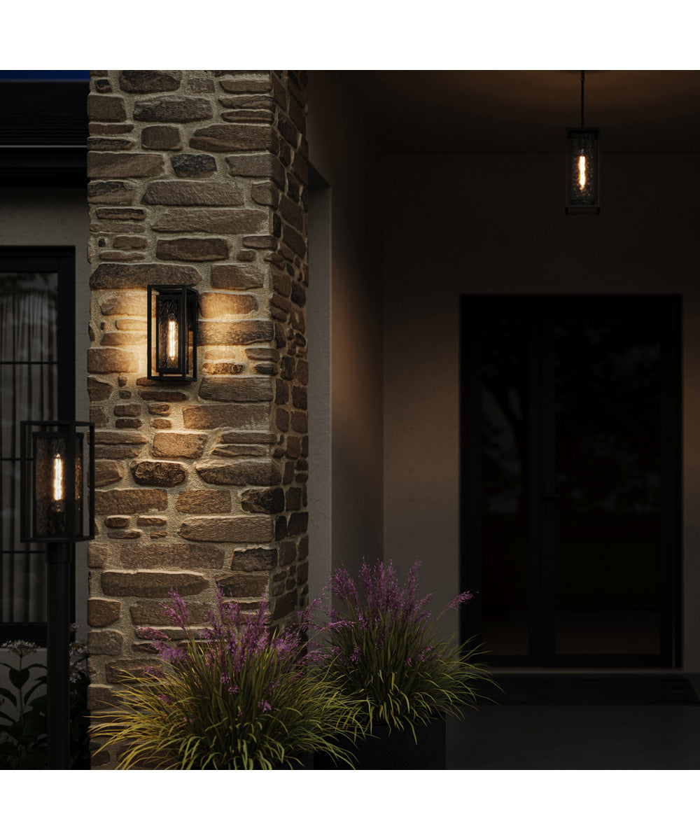 Shaw 19.5 inch 1 Light Outdoor Wall Light with Clear Glass Textured Black
