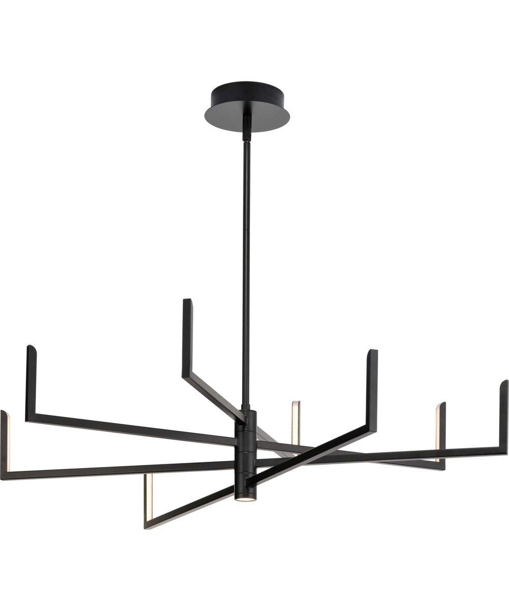Pivot LED Modern Textured Chandelier with Downlight Black