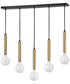 Bobbie 5-Light Large Five Light Linear Chandelier in Lacquered Brass