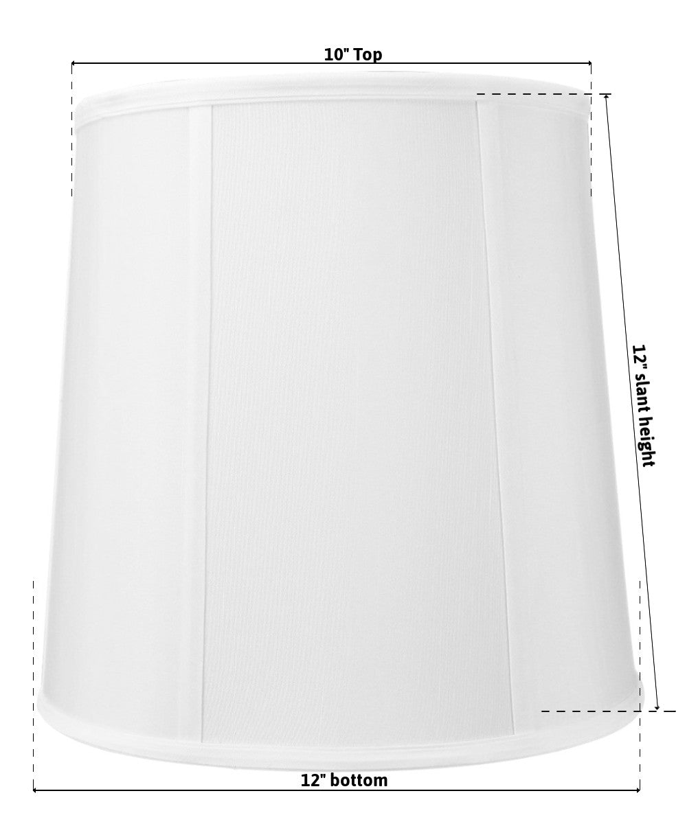 10x12x12 SLIP UNO FITTER White Shantung Fabric Drum Lampshade