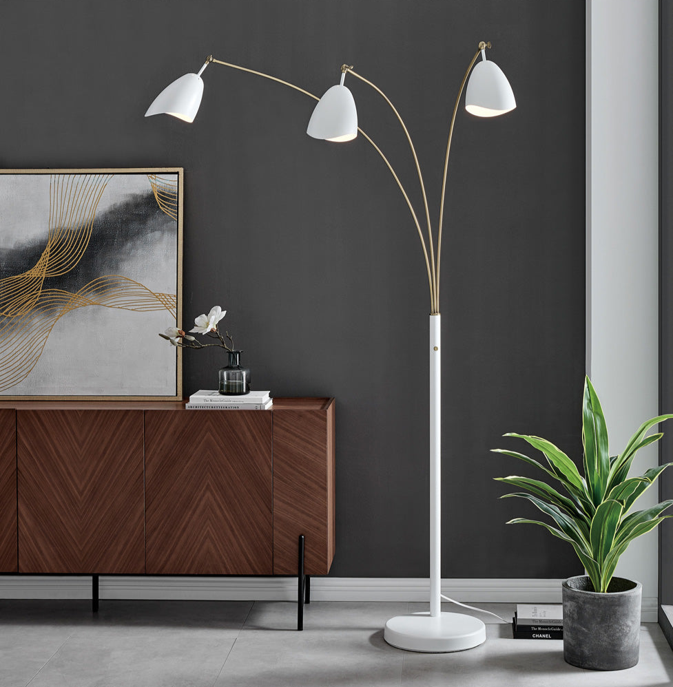 Tanko 1-Light 3-Light Arch Lamp Antique Brass/White