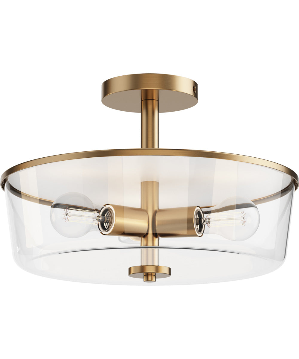 Fuller 3-Light Semi Flush/Pendant Convertible Natural Aged Brass