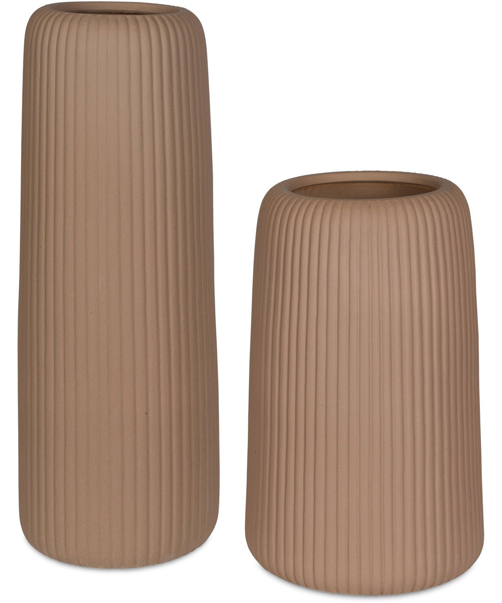 Ridge Light Brown Vases, Set of 2
