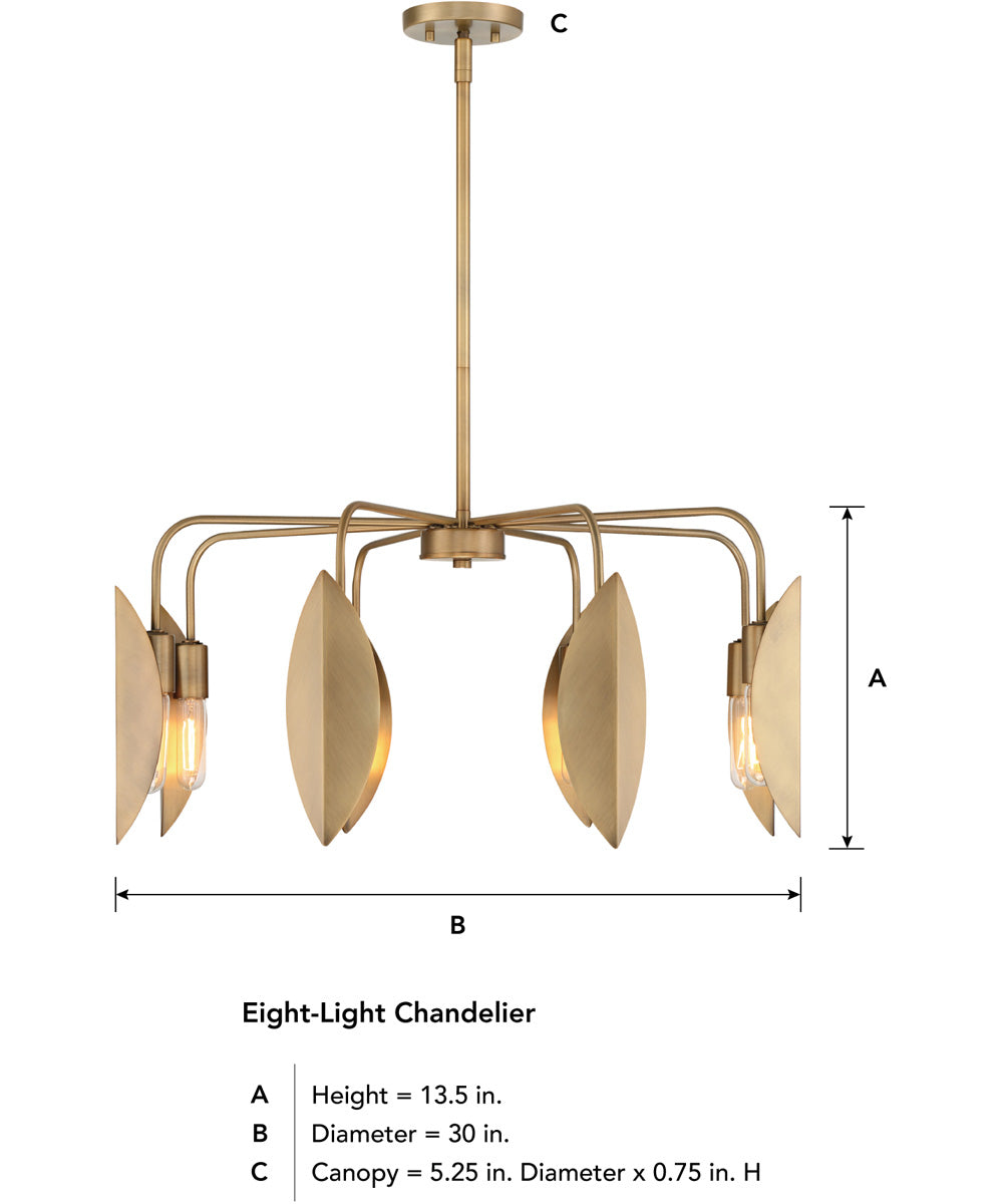 Eden  8 Light Chandelier  Old Satin Brass