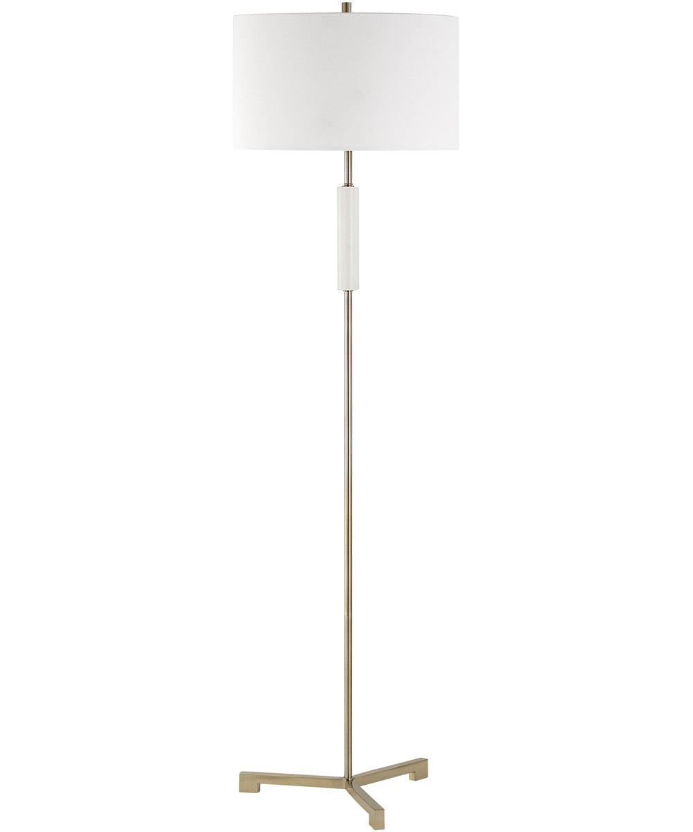 Modern Floor Lamp in Antique Brass and White Marble with Linen