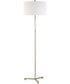 Modern Floor Lamp in Antique Brass and White Marble with Linen