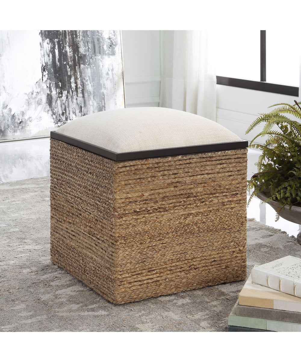 Island Square Straw Accent Stool