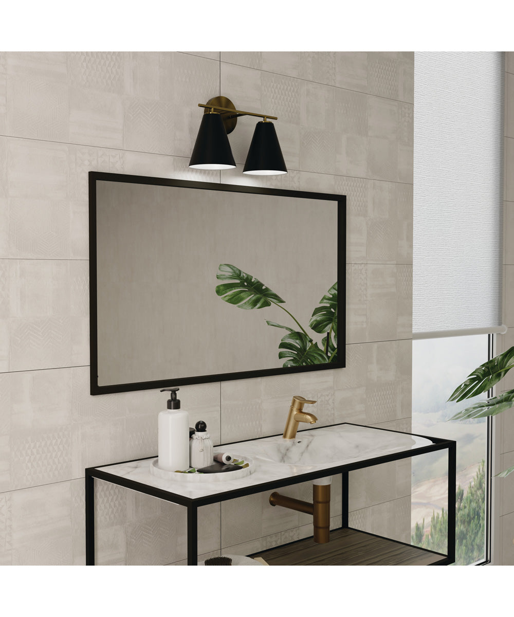 Charlie 2-Light Vanity Matte Brass and Black