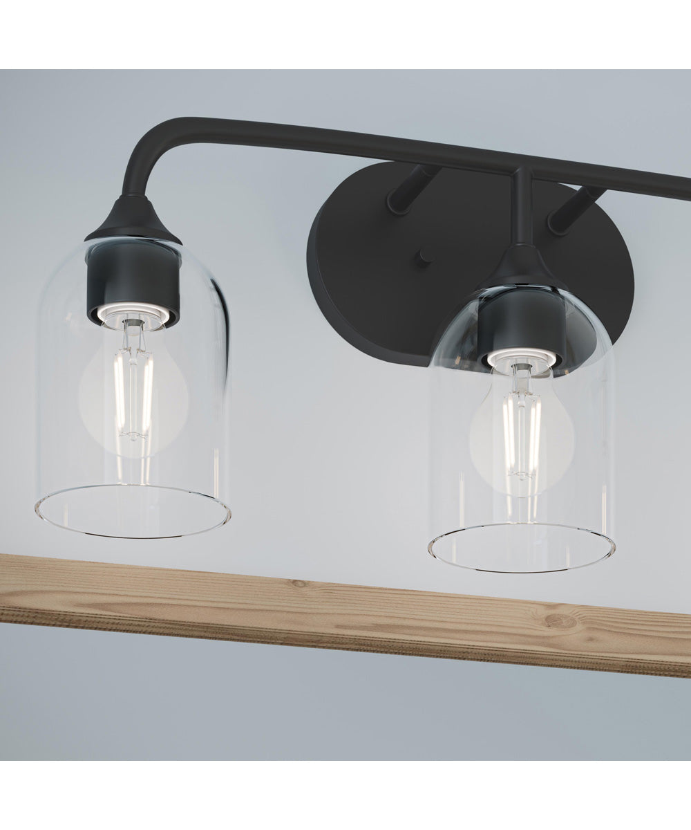 Ilia 3-Light Bath Vanity with Clear Glass Shade Matte Black