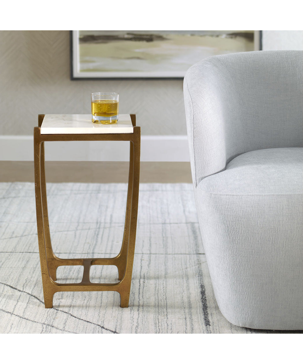 Affinity White Marble Accent Table