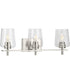 Calais 3-Light Clear Glass New Traditional Bath Vanity Light Brushed Nickel