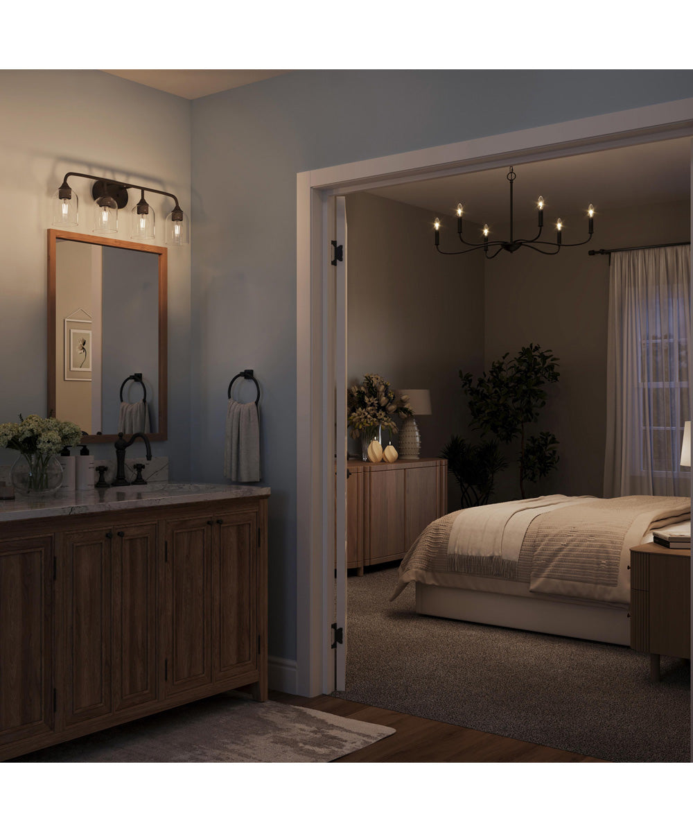 Ilia 4-Light Bath Vanity with Clear Glass Shade Matte Black