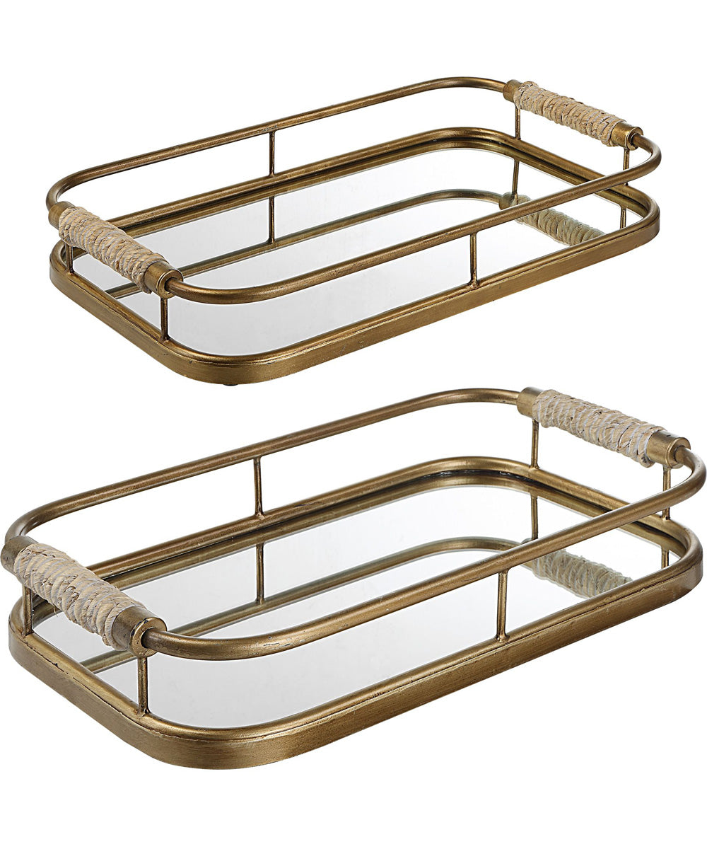 Rosea Brushed Gold Trays, Set of 2