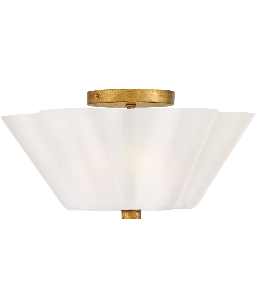Honey 3-Light Medium Semi-Flush Mount in Distressed Brass