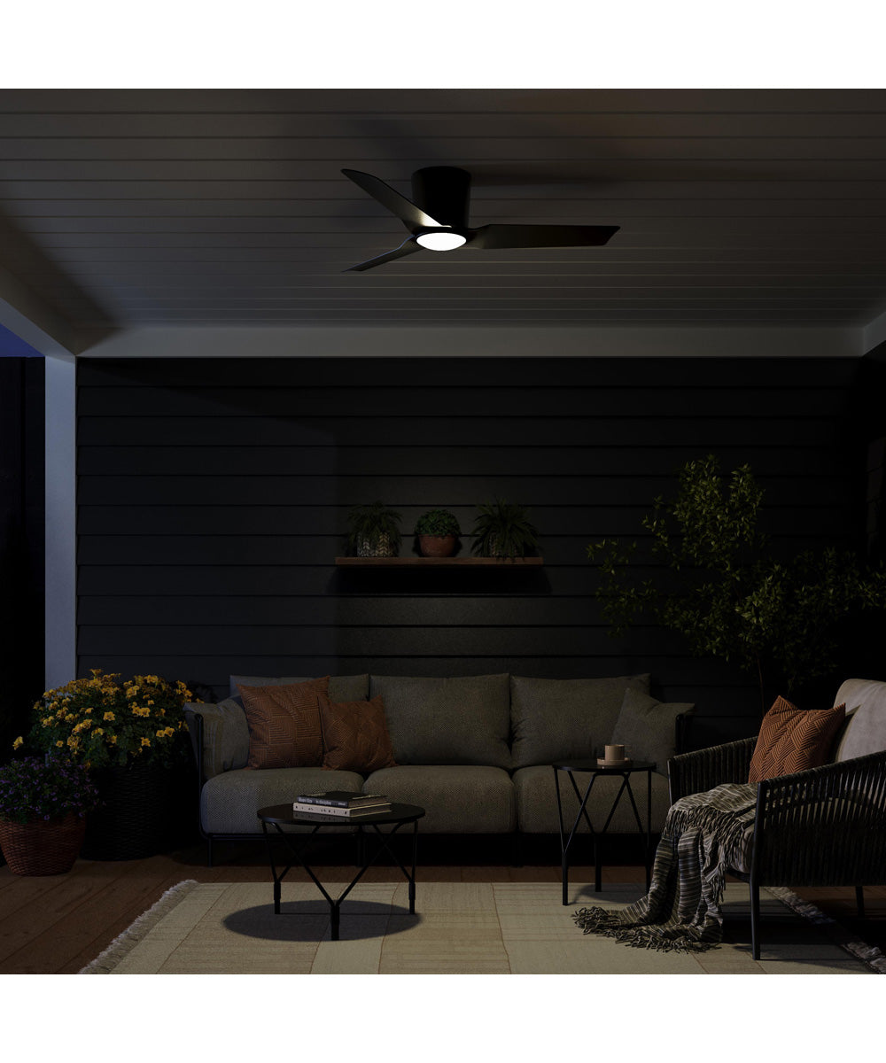 Rynn 48-in. 3-Blade Flush Mount Modern LED Ceiling Fan Matte Black