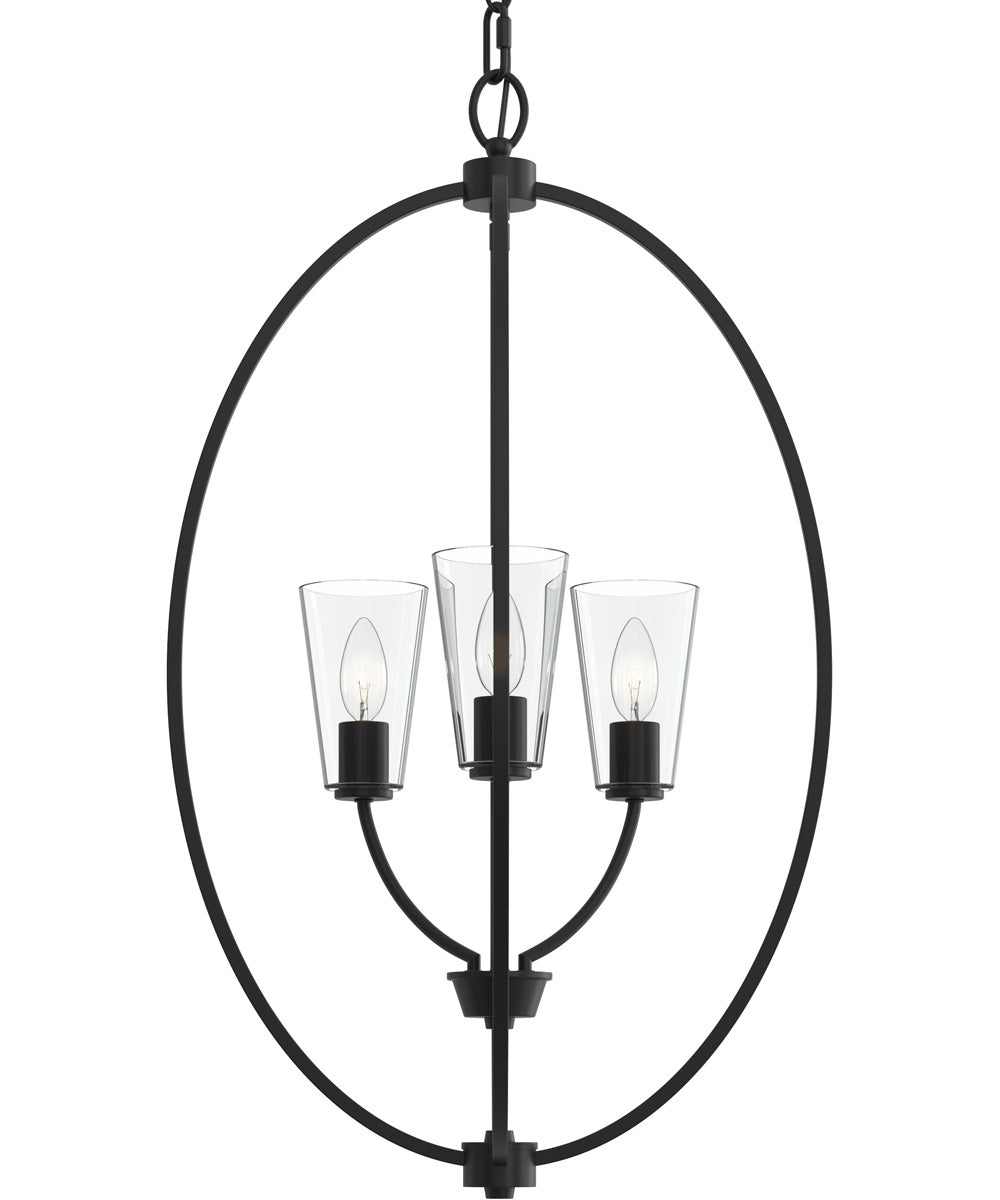Jheni 3-Light Foyer Pendant with Clear Glass Shades Matte Black