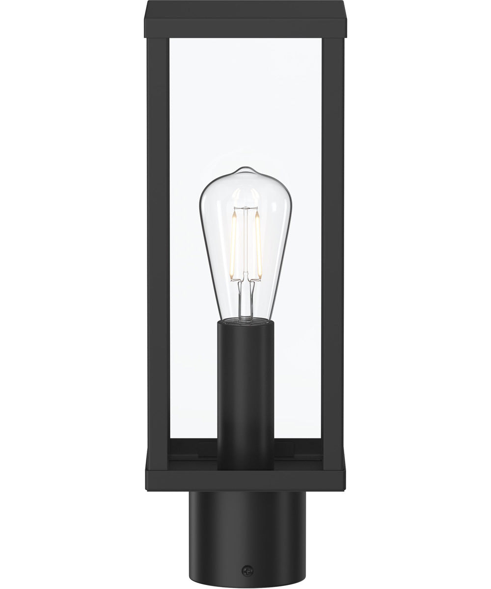 Ryle 1-Light Post Mount Lantern with Clear Glass Panels Matte Black